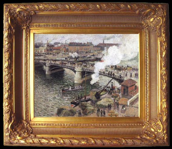 framed  Camille Pissarro The Boldieu Bridge,Rouen, Ta021